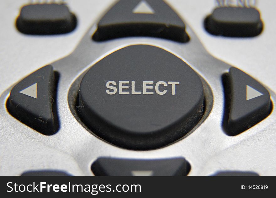 Select button on remote control, close- up