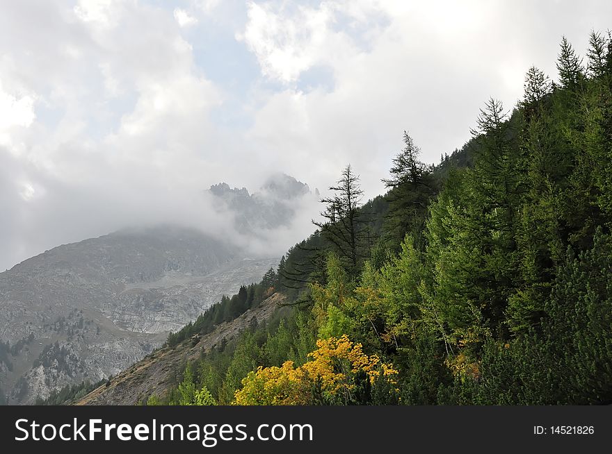 Mountain landscape in the French Alps. France, Europe. Mountain landscape in the French Alps. France, Europe