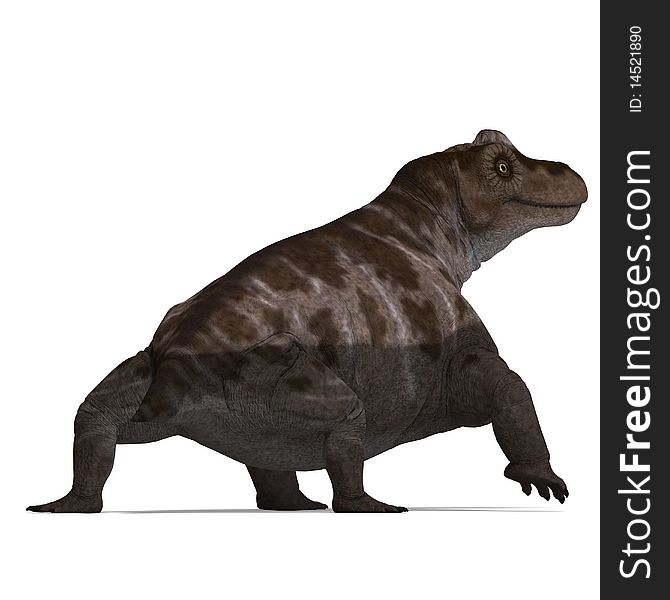 Dinosaur Keratocephalus. 3D rendering with clipping path and shadow over white