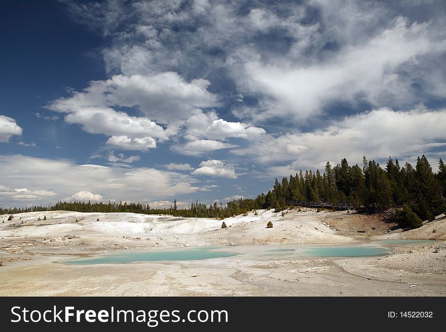 Blue Colored Pools in Yellowstone National Park. Blue Colored Pools in Yellowstone National Park