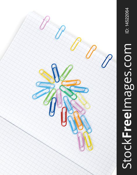 Paper clips  on white background