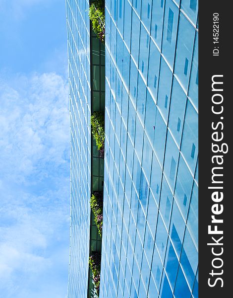 The building and blue sky