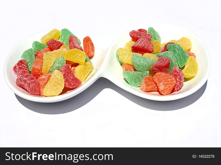 Colorful jelly candies display oon a serving platter