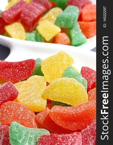 Colorful jelly candies display on a serving platter