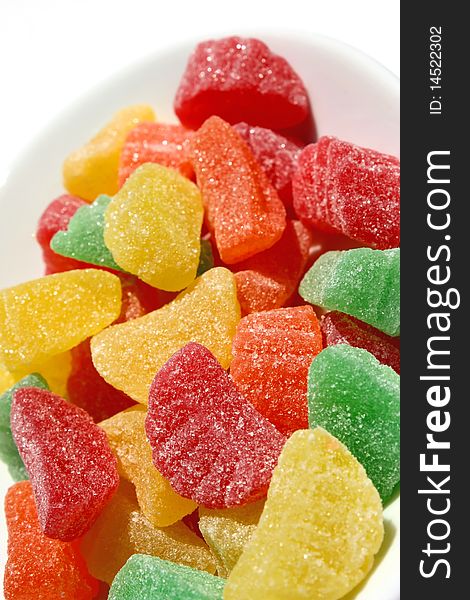 Colorful jelly candies display on a serving platter