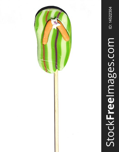 Colorful tong sandals lollipop on a stick. Colorful tong sandals lollipop on a stick