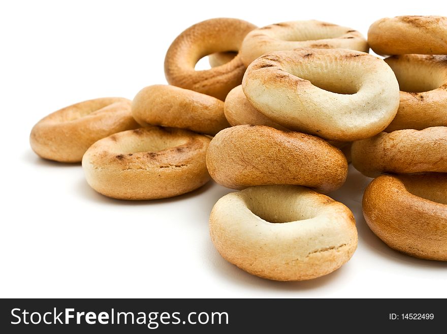 Meal bread rings on a white background. Meal bread rings on a white background