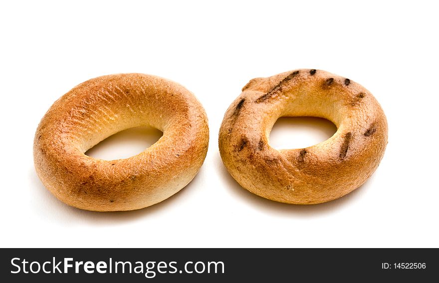 Meal bread rings on a white background. Meal bread rings on a white background.