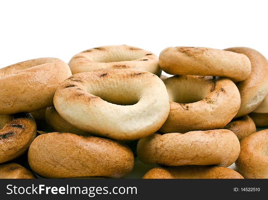 Meal bread rings on a white background. Meal bread rings on a white background.