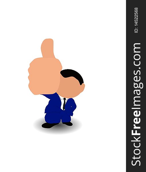 Image of businessman with thumb up over white. Image of businessman with thumb up over white