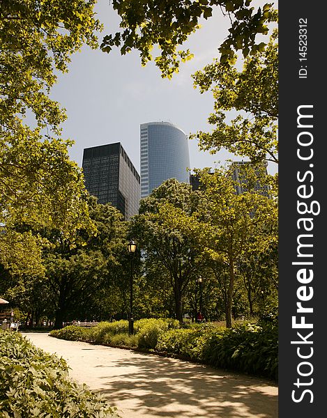 Path with View of New York City Skyline