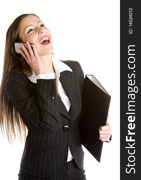 Young businesswoman calling by phone