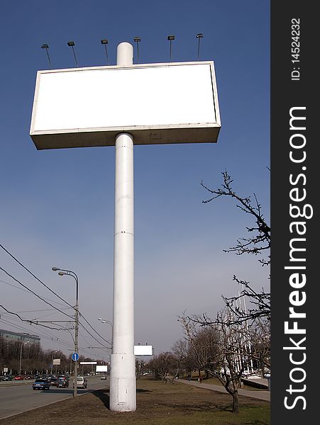 Very large blank billboard isolated on white background