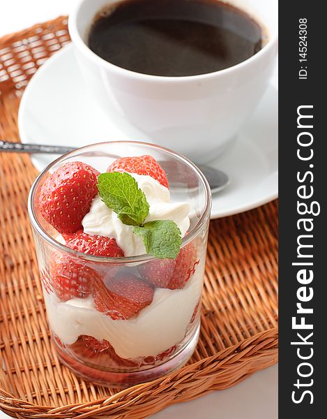 Strawberry Dessert And Coffee