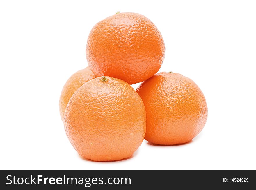 Fresh tangerines isolated on white background