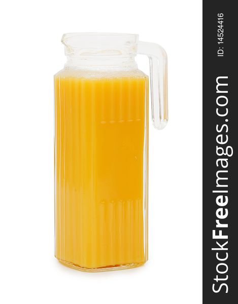 Orange juice in a decanter isolated over white