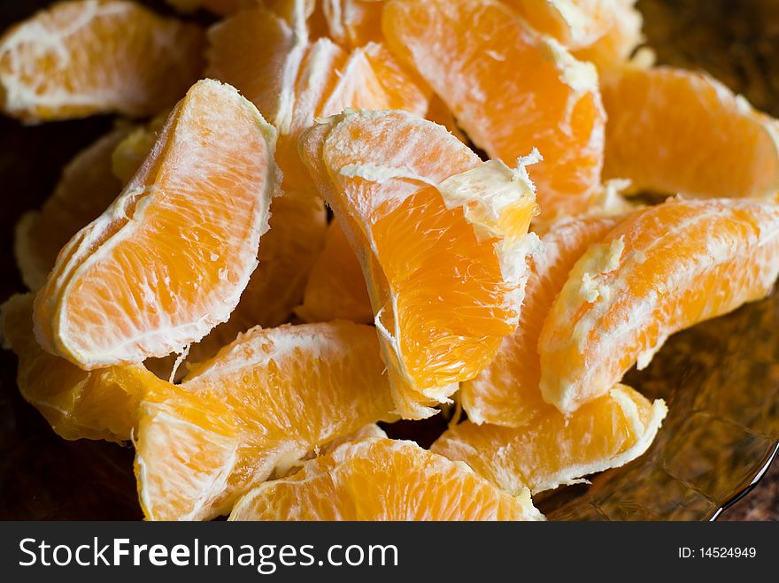 Pieces of fresh orange fruit. Pieces of fresh orange fruit