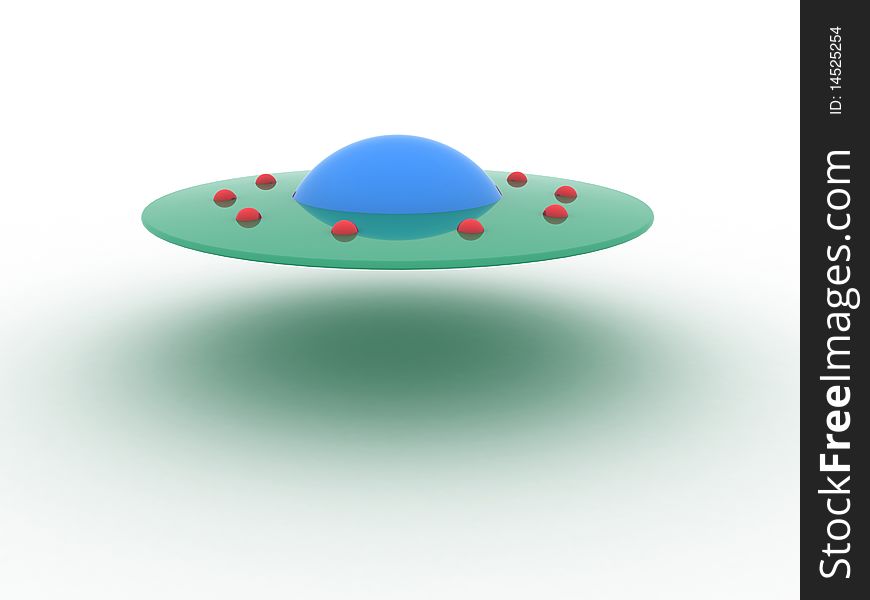 Illustration spaceship ufo on a white background