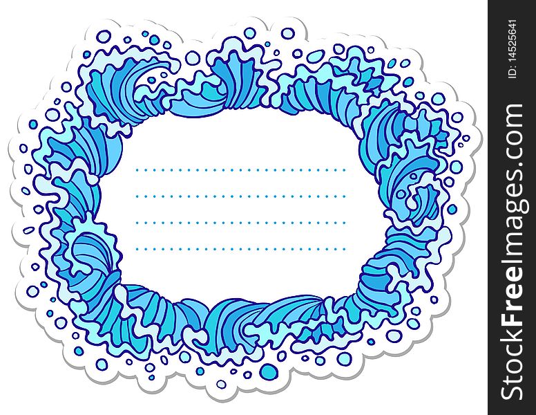 Doodle frame with stylized waves