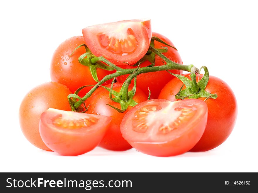 Fresh Tomatoes Over White