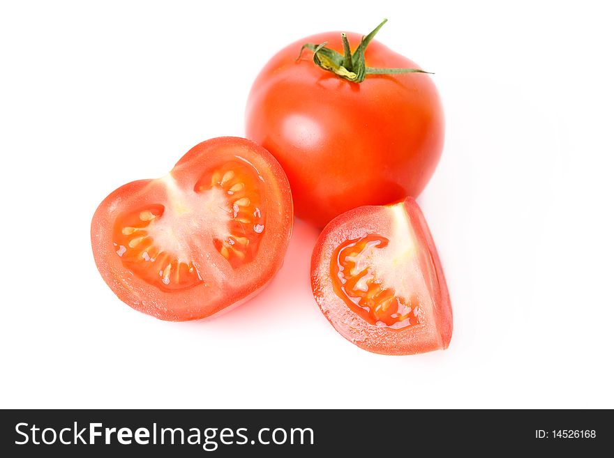 Fresh tomatoes over white