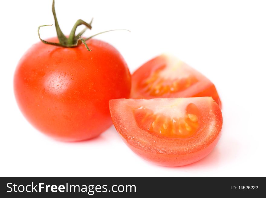 Fresh Tomatoes Over White