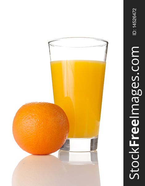 Juice in a glass isolated on white. Juice in a glass isolated on white