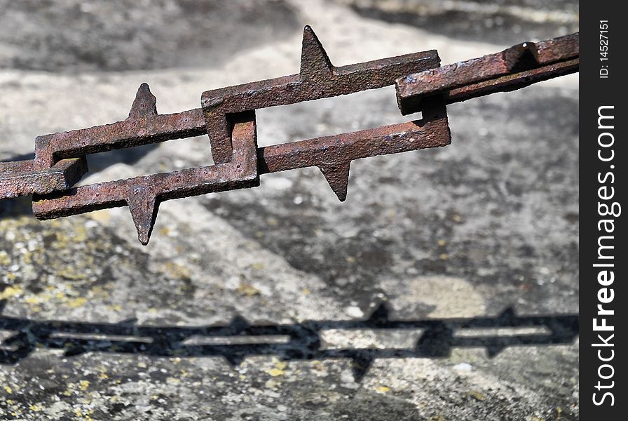 Macro shot of a rusty anchor chain. Macro shot of a rusty anchor chain