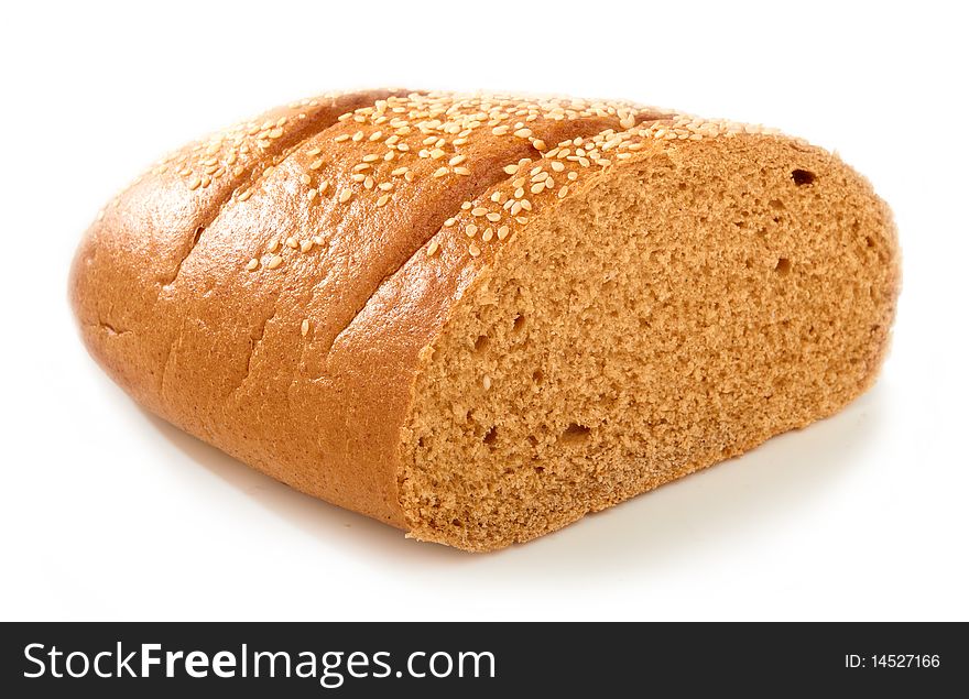 Bread with sesame on white background