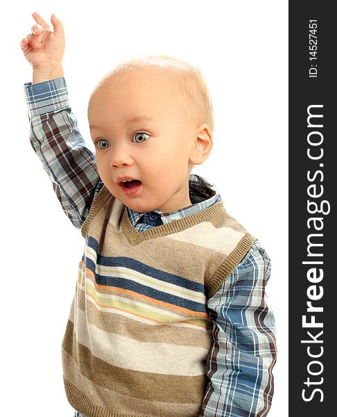 Little boy on white background