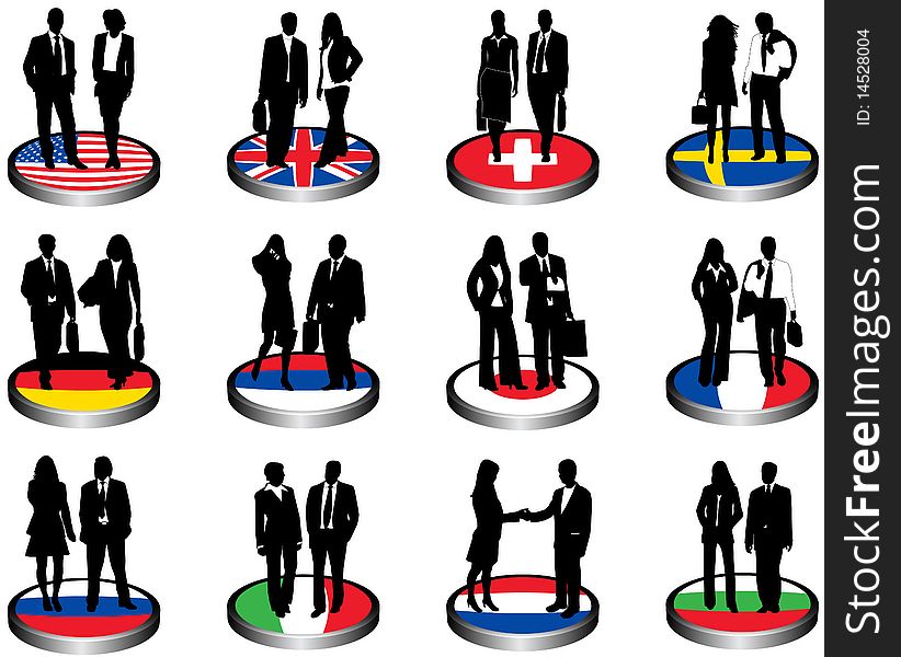 Illustration of flags and people