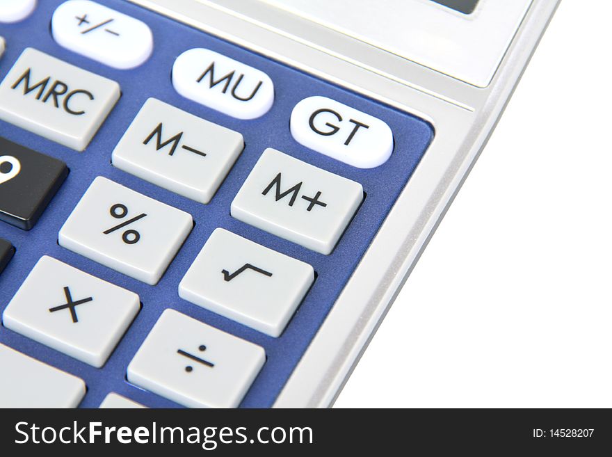 Calculator closeup on white background