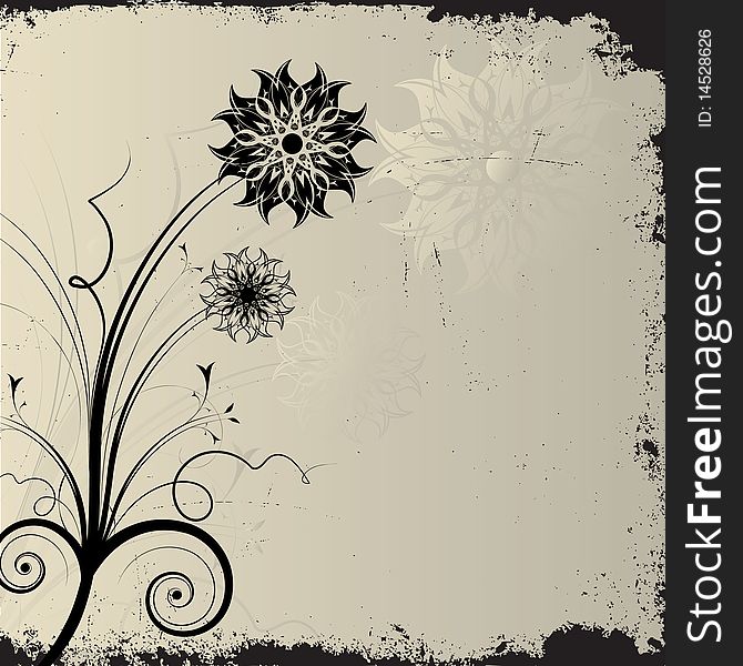 Grunge floral background with place for your text