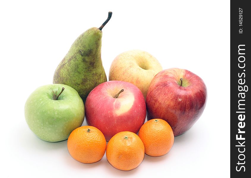 Group of fruits isolated on white