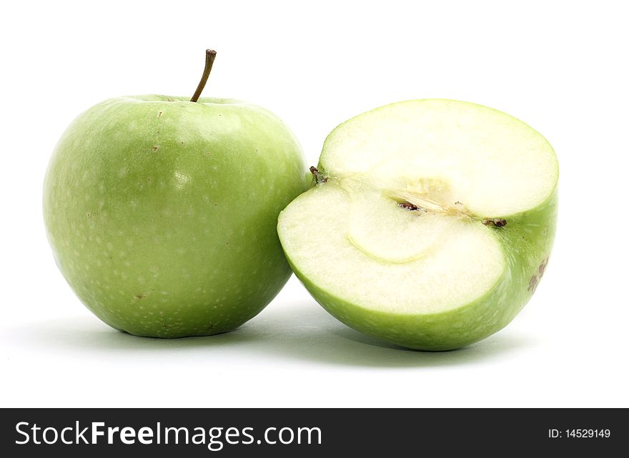 Cross Section of apple isolated on white