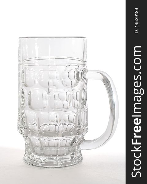 Empty beer mug isolated on white