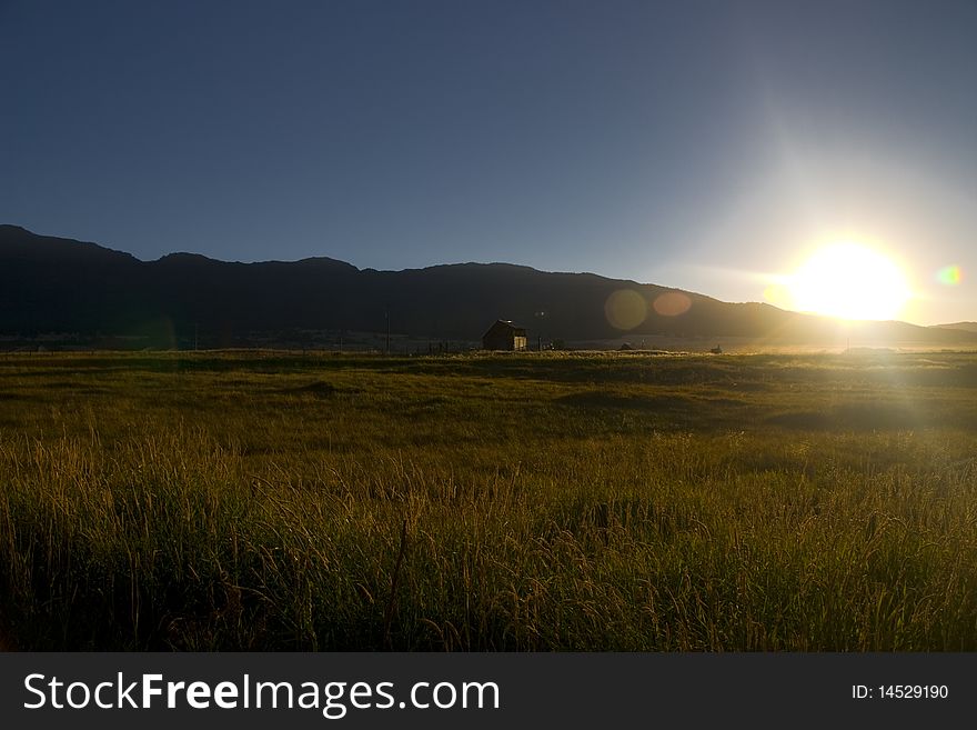 Sunset in thefield of the countryside of Idaho. Sunset in thefield of the countryside of Idaho