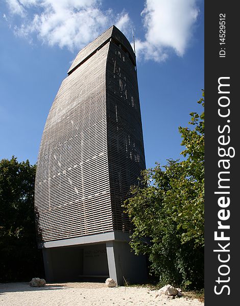 The renovated look-out tower at top of Nagykopasz hill