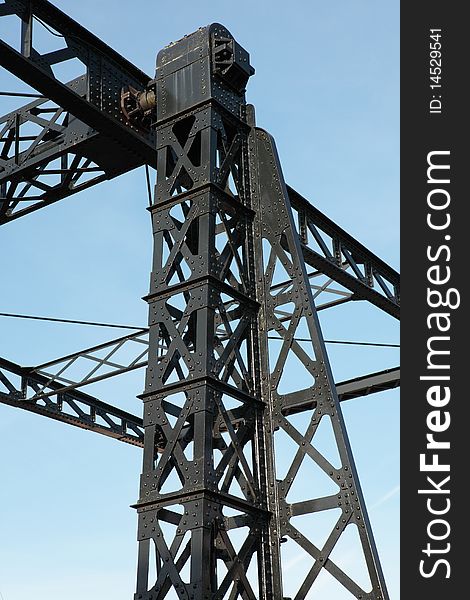 Close up to the drawbridge steel structure in The Netherlands