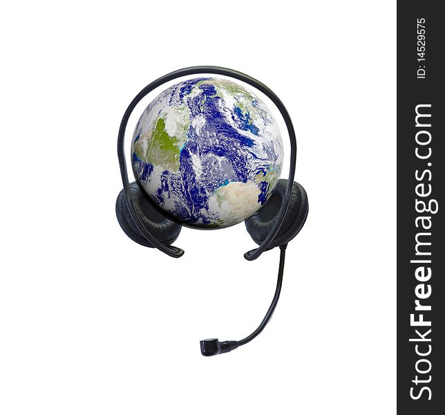 Headphones on earth isolated on the white