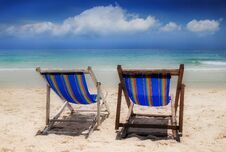 Two Beach Chair On The Beautiful Beach Stock Photography