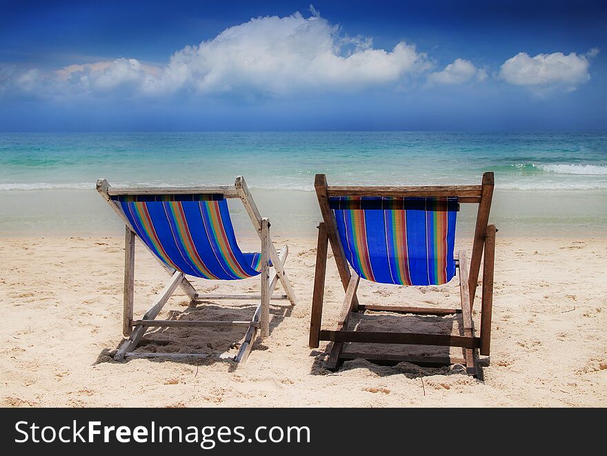 Two beach chair on the beautiful beach