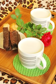Milk For Breakfast In Bed Stock Photos Milk For Breakfast In Bed Stock Photos
