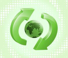 Green Recycling Symbol With Earth Royalty Free Stock Photos
