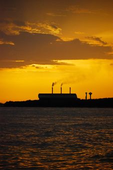 Sunset Silhouette Of Factory Stock Photography Sunset Silhouette Of Factory Stock Photography