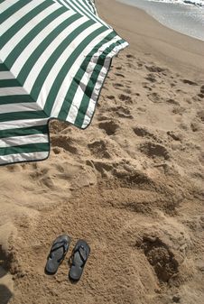 Sandals At The Beach Royalty Free Stock Photography Sandals At The Beach Royalty Free Stock Photography