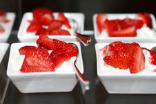 Fresh Strawberries With Whipped Cream Stock Photo
