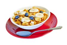 Bowl Of Corn Flakes With Bananas And Blueberries Stock Images Bowl Of Corn Flakes With Bananas And Blueberries Stock Images