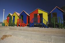 Wooden Changing Cabins At The Beach, Cape Town Stock Images Wooden Changing Cabins At The Beach, Cape Town Stock Images