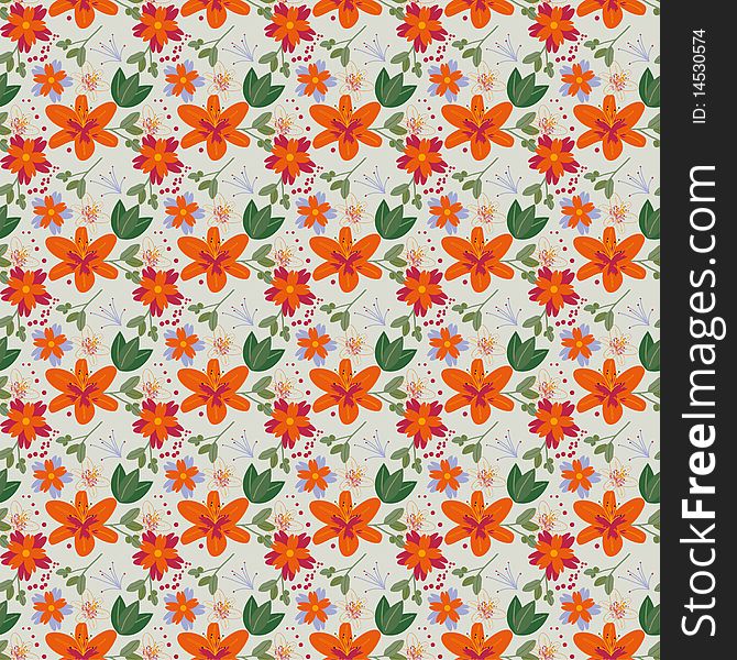 Pattern with a graphic representation of a flowers and leaves. Pattern with a graphic representation of a flowers and leaves